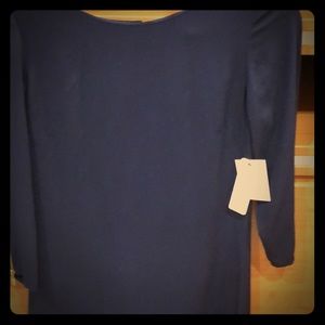 Navy dress, long sleeves, mid length sz 6